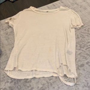 Iro linen tee cream white color distressed.
